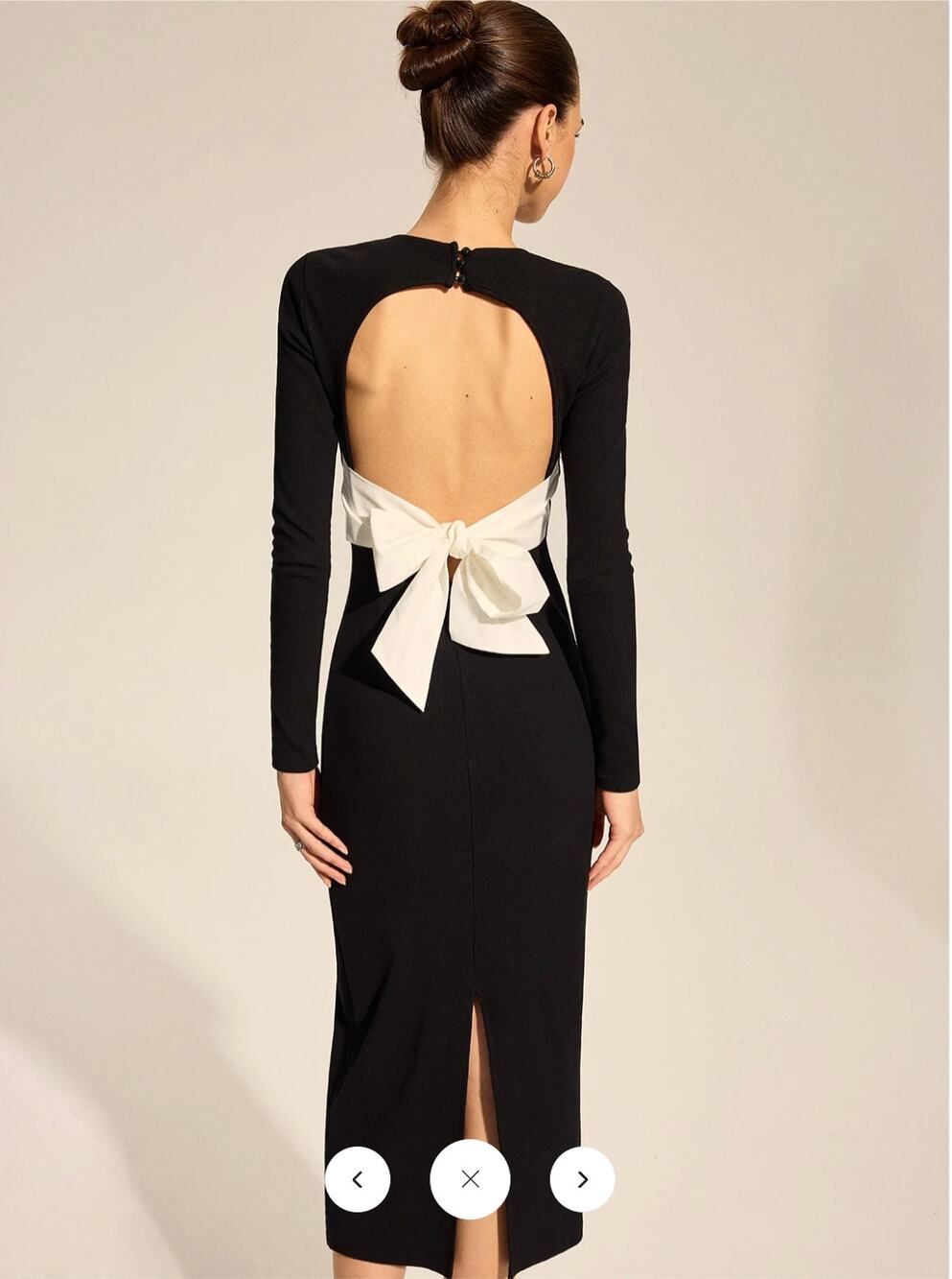 NWT Commense Open Back Bow Slit Long Sleeve Maxi Dress Sz M